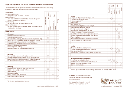 Lijst van opties checklist bij artikel 'Een slaapverwekkend verhaal'