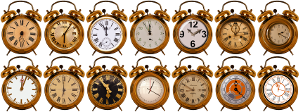 Wekkers geven verschillende kloktijden - pixabay geralt